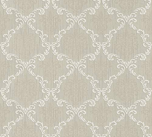 Architects Paper Textiltapete Tessuto Tapete mit Ornamenten barock 10,05 m x 0,53 m beige Made in Germany 956291 95629-1