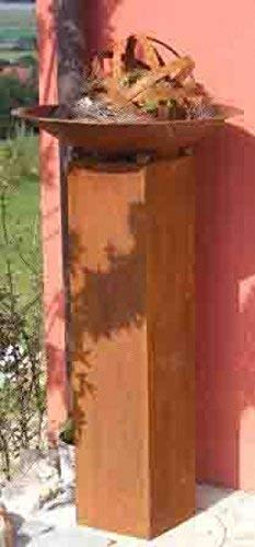 Rostikal Edelrost Dekosäule Bea mit Dekoschale 60 cm, Pfanzsäule
