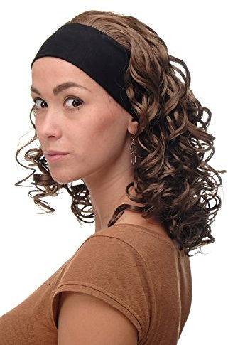 WIG ME UP - BRO-704-12 Damenperücke Perücke Stirnband (fest) voluminöse Lockenpracht schulterlang Braun Mittelbraun