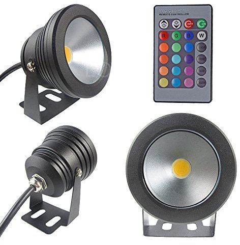 12 V 10 W faro LED piscina impermeabile luce spot lampada da esterni, alluminio, Rgb, Flat lens