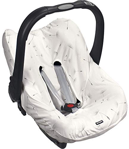 Original Dooky Seat Cover Schonbezug Dandelion für Babyschale Universalgröße geeignet für 3 und 5 Punkt Gurtsystem Autositz, für Altersgruppe 0+, weiß
