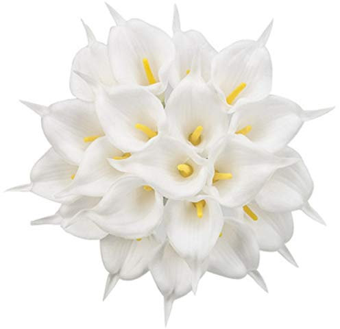 Ulalaza 20 PCS Calla Lily Artificial PU Latex Real Touch Fake Flower Bouquet for Party Bridal Wedding Home Décor