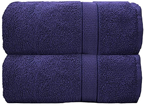 CB CASABELLA 2 Piece Jumbo Bath sheet 100% Combed Cotton Extra Large Bath Towel bale set super Absorbent Soft Purple 2 Pack 90X180 CM Bath-sheets for bathroom