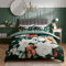 Sleepdown Bettwäsche-Set mit Blumenmuster, 100% Baumwolle, 135 x 200 cm, Grün/Weiß