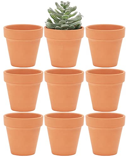 Yishang Lot de 9 mini pots en terre cuite de 5,1 cm - Petits pots de fleurs artisanaux pour crèche, plantes succulentes, cactus, poterie, jardin, décoration de rebord de fenêtre