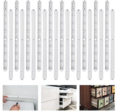 OTTYMO 10 Pair Draw Runners 290mm White Plastic Drawer Runners Cabinet Drawer Rails Keyboard Tray Runners Draw Rail Set For Furniture, Draw Runners Replacement Fix Kitchen Bedroom Cupboard Rails