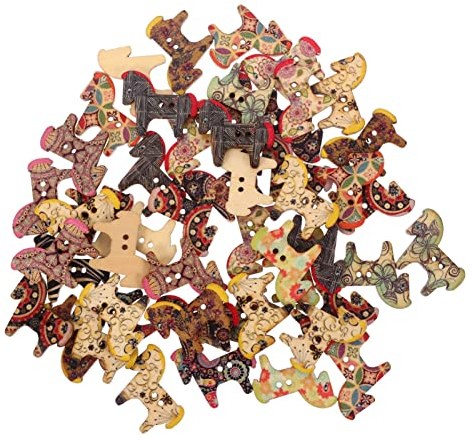Milisten Holzknöpfe Knöpfe Holz DIY Nähen Basteln Dekorieren 50 Stücke Stil B Nähknöpfe Holz Scrapbooking Handwerk Verzierung Konfetti Tischdeko