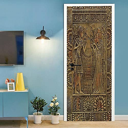 A.Monamour Türtapete Selbstklebend Türfolie Türposter 3D Alt Ägyptisches Wandbild Vinyl Folie Türdeko Tapete Wandbild Türaufkleber Türtattoo 77 x 200 cm