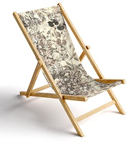 MyMaxxi Liegestuhl Holz Bedruckt Gartenstuhl - Vintage Retro Blumenbeet - Terrasse Balkon Sonnenliege - klappbar Strandstuhl Garten - Relax Gartenliege - verstellbar