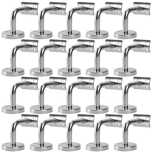 Ikodm 20 Stück Handlaufträger Handlaufhalter Handlauf Wandhalter Holz Geländer Flach mit Abdeckrosette Edelstahl, Neigung verstellbar für Innenwand Loft, Ältere Handläufe, Korridor Stützstange