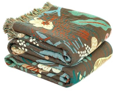 LUTBM Boho-Überwurfdecke für Bett, 100% Baumwolle, ultraweich, rustikal, Sommerdecke, Waldtiger, Bedruckt, Bauernhaus-Dekor, Bettdecken, 152,4 x 203,2 cm, rustikaler Überwurf für Sofa, Couch, Stuhl