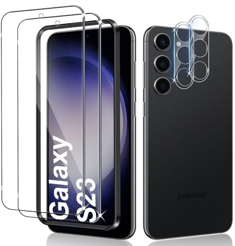 Liilaa Protector de Pantalla para Samsung Galaxy S23 5G, 2 Piezas Cristal Templado y 2 Piezas Protector de Lente de Cámara, Anti Arañazos Dureza 9H Vidrio Templado