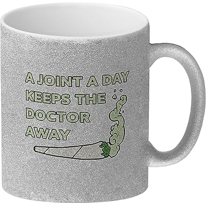 A Joint A Day Keeps The Doctor Away Glitzer-Kaffeebecher mit Spruch Cannabis Tasse Weed Kaffeetasse Gras kiffen