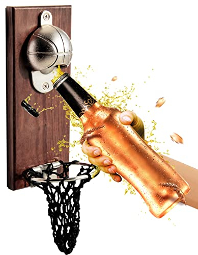 Magnétique Ouvre Bouteille Mural en Basket-ball,Décapsuleur mural en Fonte pour Bouteille de Bière, Decapsuleur Biere Mural, Idée Cadeau Homme Original, Cadeau pour Papa, Amie,Collègue