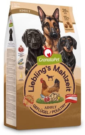 GranataPet Liebling's Mahlzeit Adult Geflügel, 1,8 kg, Trockenfutter für Hunde, Hundefutter ohne Getreide & ohne Zuckerzusätze, Alleinfuttermittel