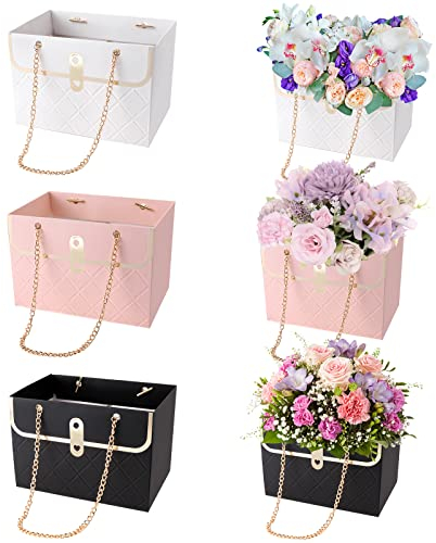 6PCS Kraftpapier Blumen Geschenk Tasche, Bonquet Taschen, tragbare wasserdichte Blumen Papier Geschenk Wrap Taschen mit Griff Hochzeitsgeschenk