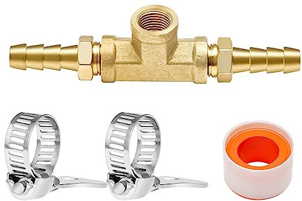 Roastove Fuel Line Fuel Pressure Adapter Brass T-Fitting, 1/8NPT Female With Teflon Tape Suitable For Fuel Pressure Gauge Or Sensor