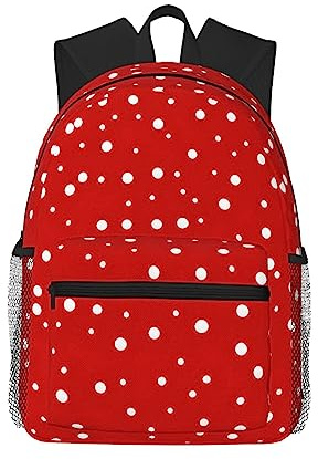 Laptop-Rucksack mit roten und weißen Punkten, doppellagig, leicht, modisch, lässig, für Männer und Frauen, Reiserucksack
