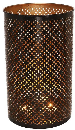 GURU SHOP Runde Metall Windlicht Leuchte, Passend Für Teelicht Kerzen Oder als Deckenlampe Verwendbar - Modell 6, Size:20 cm