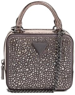 GUESS Damen Lua Top Zip Abend, Mini-Crossbody, Zinn