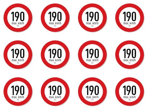 Geschwindigkeitsindex T (max. 190 km/h) - Aufkleber - Autoreifen, bei Reifenwechsel - 25 mm Durchmesser, 12 Stück