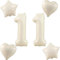 Beige Luftballons Zahl 11+4 pcs herz/stern Folienballon Zahl 11 .Geburtstag mädchen,40 Riesenzahl Ballons 11.geburtstagsdeko Jungen,Zahlenballon 11, Helium Ballons 11 Zahlen Luftballons