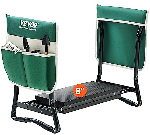 VEVOR Garden Kneeler and Seat, 330 lbs Load Capacity, 8 EVA Wide Pad, Foldable Garden Stool, Kneeling Bench for Gardening with Tool Bag, Gifts for Women, Grandparents, Seniors, Mom and Dad