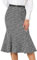 Allegra K Jupe Mi-Longue en Tweed Femme Ourlet Queue de Poisson sous Le Genou Jupe Moulante à Carreaux avec Ceinture Jupe en Tricot Noir S