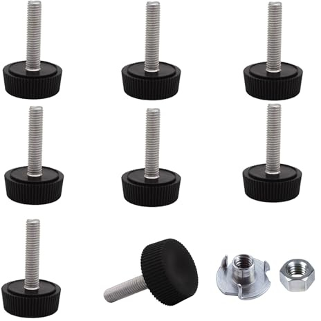 SKIR'CO Möbel-Nivellierfüße M5 x 20 mm, verstellbare runde Metallbeine, Gewinde M5-Vorbau, Nivellierfuß (Muttern im Lieferumfang enthalten), 8 Stück