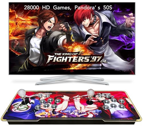 FHYRGF [30 000 jeux en 1] 70S Pandora Box Arcade Console de jeu compatible PC, projecteur et TV, jeux 3D 1 à 4 joueurs Double joystick Liste préférée Catégorie de jeu Enregistrer/rechercher/cacher