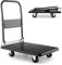 TANGZON Folding Push Cart Dolly, 150KG/200KG/300KG/400KG Rolling Flatbed Luggage Cart with 360° Swivel Wheels, Garage Warehouse Moving Platform Hand Push Truck(Black, 72 x 48 x 81cm, 200kg Capacity)