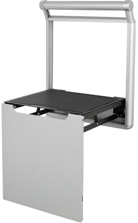 Donened Duschsitz Klappbar, Wandmontage Duschklappsitz bis 150kg Tragkraft Zusammenklappbar Duschhocker für Senioren Schwangere usw (Weiß)