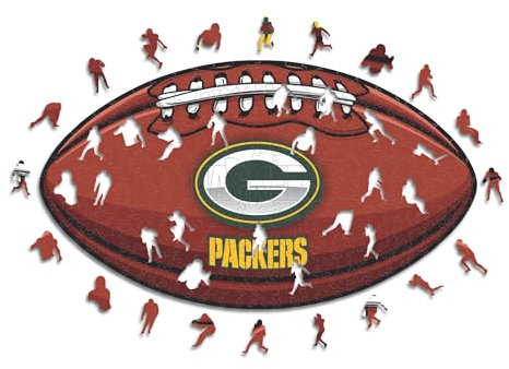 Iconic Puzzles, Green Bay Packers Crest, 100% eco-sustainable wooden puzzle with official license NFL, size M, 270 pieces