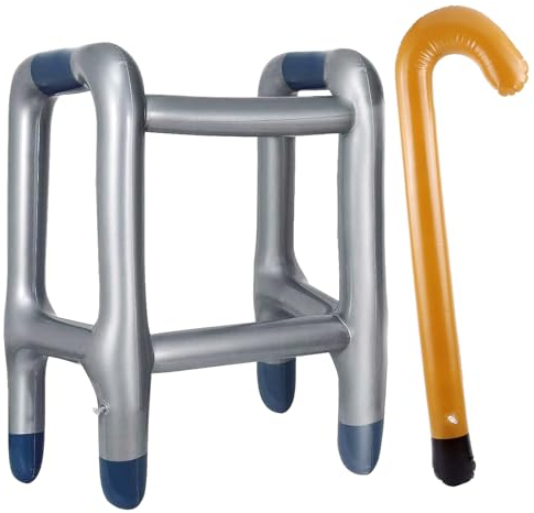 Aufblasbare Gehhilfe Aufblasbarer Spazierstock, 2 Stück Aufblasbarer Rollator, Oma Opa Aufblasbare Kostüm Rentner Kostüm Accessoires, Lustiges Geschenk für Karneval Fasching Geburtstag Cosplay