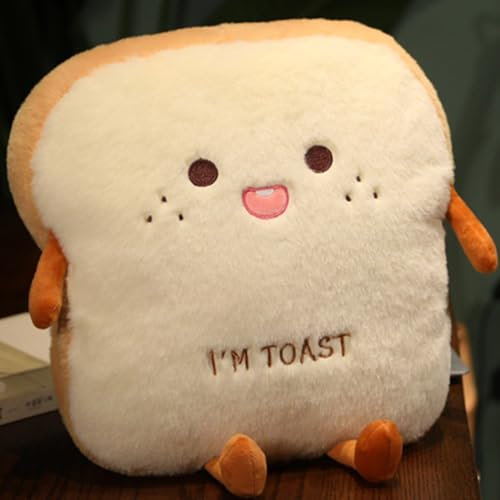 OUKEYI 15.7/40cm Toast Bread Plush Pillow, Bread Stuffed Pillow,Food Pillow with Pocket Plush pillow warm hand pillow(cute)