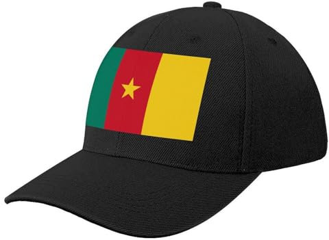 Kamerun-Flagge Cap Trucker Cap Baseball Cap Herren – Unisex Klassisch Einfarbig Verstellbare Baseballmützen, Sommer, Atmungsaktiv, Lässig, Sport, Visierhut, Schwarz, M