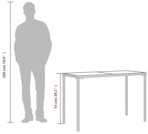 Générique Table de Jardin Dessus en Verre Gris 115x54x74cm résine tressée,Meubles,Mobilier de Jardin,Tables de Jardin,Gris,28.77 LB,365073