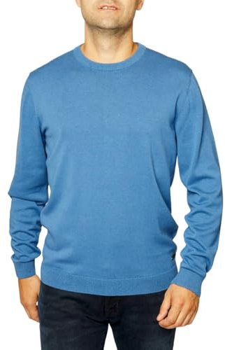 Pierre Cardin Herren Pullover Rundhals Strick RH | Männer Basic Strickpulli | Mordern Fit | Federal Blue 5064 6101 | 36W - 30L