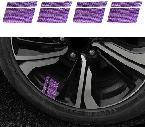 Ysbxitu 4 Stück Auto Felgenaufkleber Felgenband Auto Felgen Aufkleber Dekoration Streifen Selbstklebende Räder Dekoration Linie Aufkleber Auto Motorrad Fahrrad MTB Dekor Zubehör（Violett）