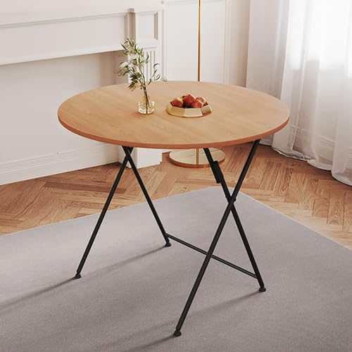 ZYBOWAYL Klappbar Holztisch Klapptisch für Indoor Outdoor Φ80xH74cm Rund Beistelltisch Bistrotisch Tragbare Gartentisch Platzsparend Wohnzimmertisch für Büro Balkon Küchen Camping(B)