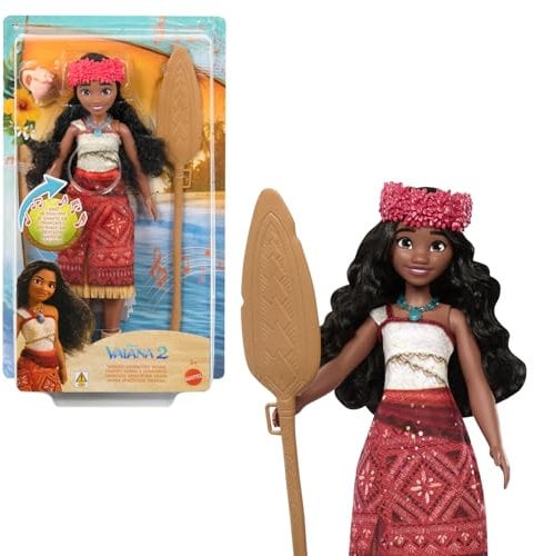 Mattel Disney Vaiana Poupée chantante avec tenue et accessoires signature, chante « We’re Back » en 4 langues