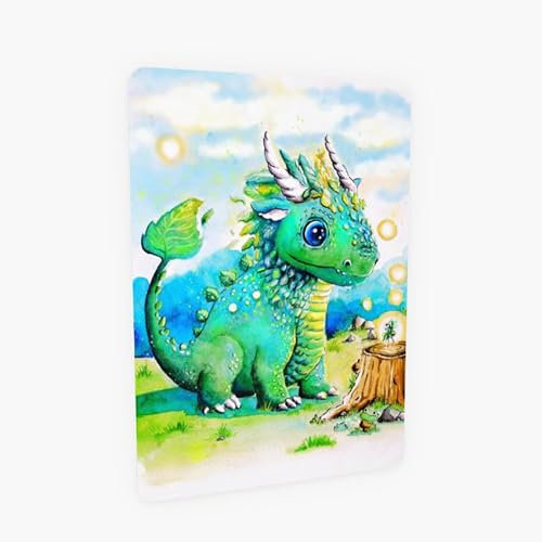 TinyTami Süsser Walddrache Postkarte, Drache in der Natur, Fantasy, samtig weiche Oberfläche, A6
