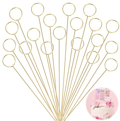 20 Stück Tischnummernhalter Gold, Blumen Pick Kartenhalter Schleife Foto Bildhalter, Gold Tisch Name Nummer für Blumenarrangement, Hochzeit, Baby Dusche, Party