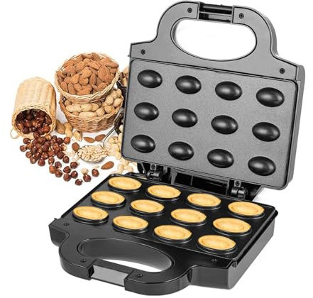 Vbnuyhim Machine à gaufré aux noix, fabricant de moules à biscuits aux noix,Machine à gâteau électrique aux biscuits aux noix - Outil de cuisson chauffant double face pour le petit-déjeuner, la