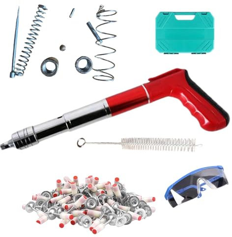 Air Power Pin Nailer - Cement Wall Nailer - Manual Nail Machine with 100 Nails, 5 Gears, Fastening Tool for Red Brick Walls, Concrete Walls and Wooden Boards