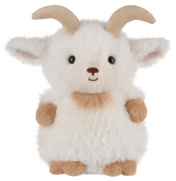 Apricot Lamb Schande Ziege Plüschtiere für Kinder, weiche niedliche Kuscheltier für Baby Mädchen und Jungen, Flauschige Ziege Weiß 18 cm