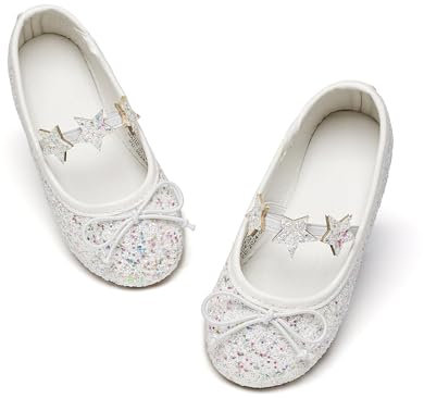 Kiderence Little Toddler Girls Dress Shoes Ballerina Ballet Flats Kids White Mary Janes Size 10
