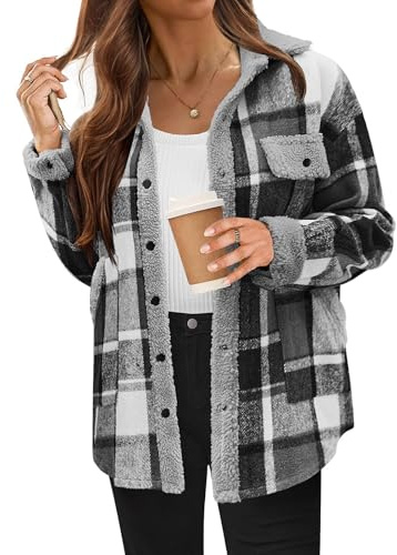 Lxitoler Chemise À Carreaux En Flanelle Pour Femme Manches Longues Chemise Boutonnée En Velours Côtelé Manteau Polaire Chemisier Élégant Chemise Classique Coton Plaid Veste