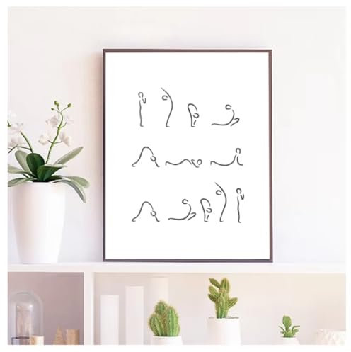 Yoga-Illustration, Sonnengruß, Posterdrucke, Leinwanddruck, Gemälde, Wandkunst, modulares Bild, Fitnessraum-Dekor, 40 x 60 cm, ohne Rahmen