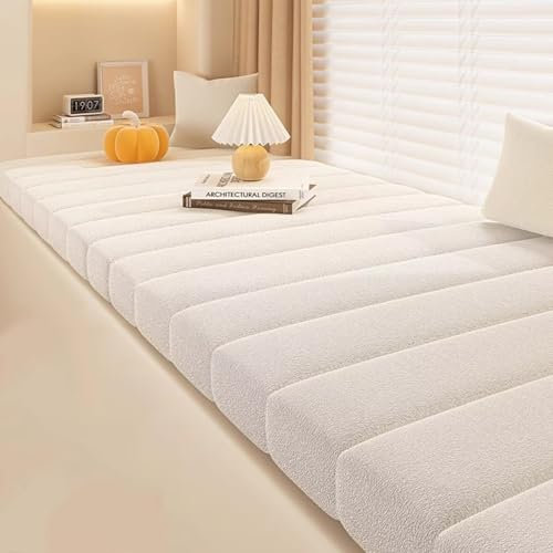 Bettschlange Sitzkissen Bank, Bankauflage Outdoor, Sitzpolster Bank, Waschbare Bankkissen, Bankpolster, Gartenbank Auflage, Sitzbank Kissen Eckbank Auflagen Erkerfensterkissen,Milch weiß,100x35x5cm